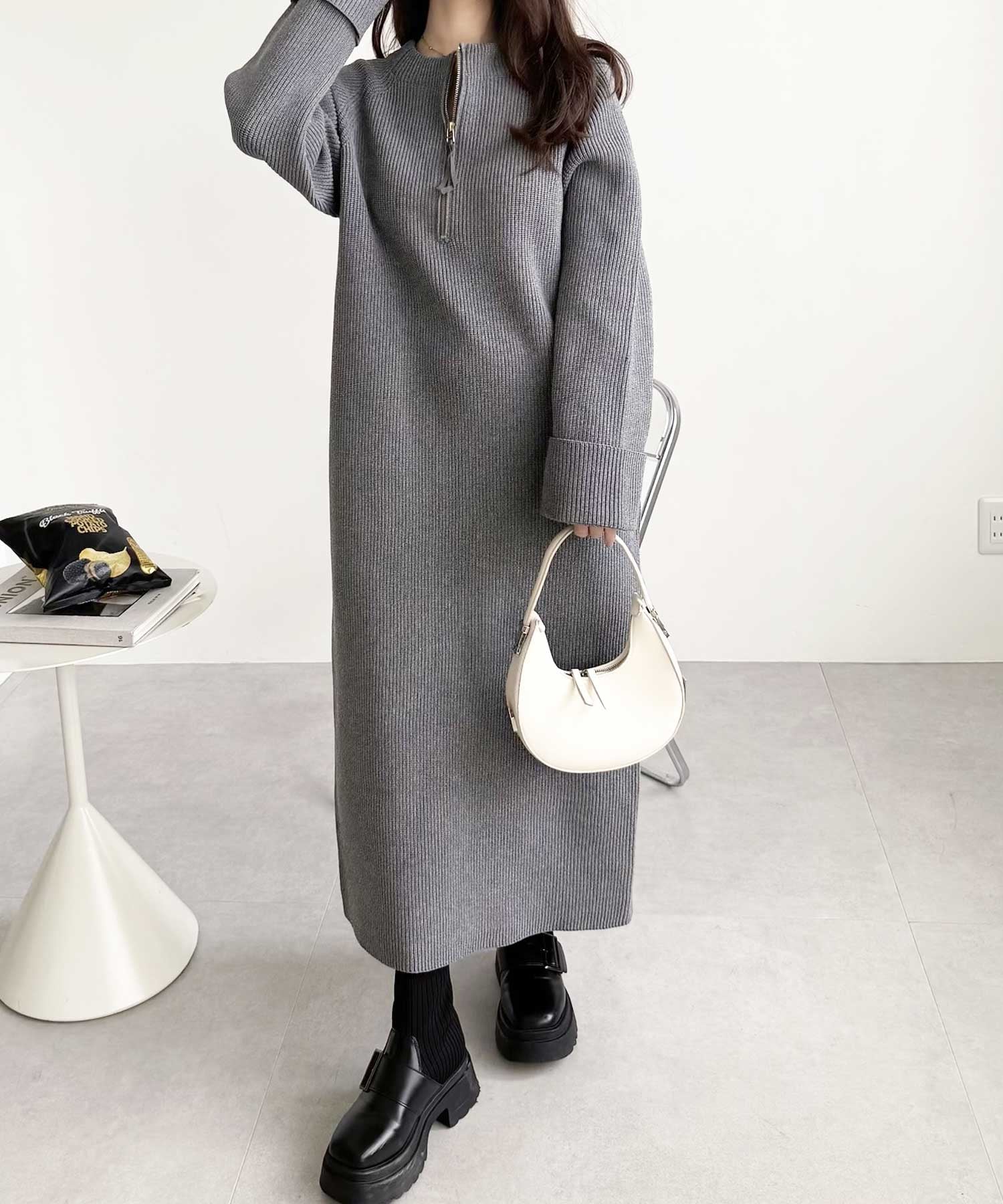 GeeRA｜前後2WAYハーフジップニットワンピース | Rakuten Fashion(楽天