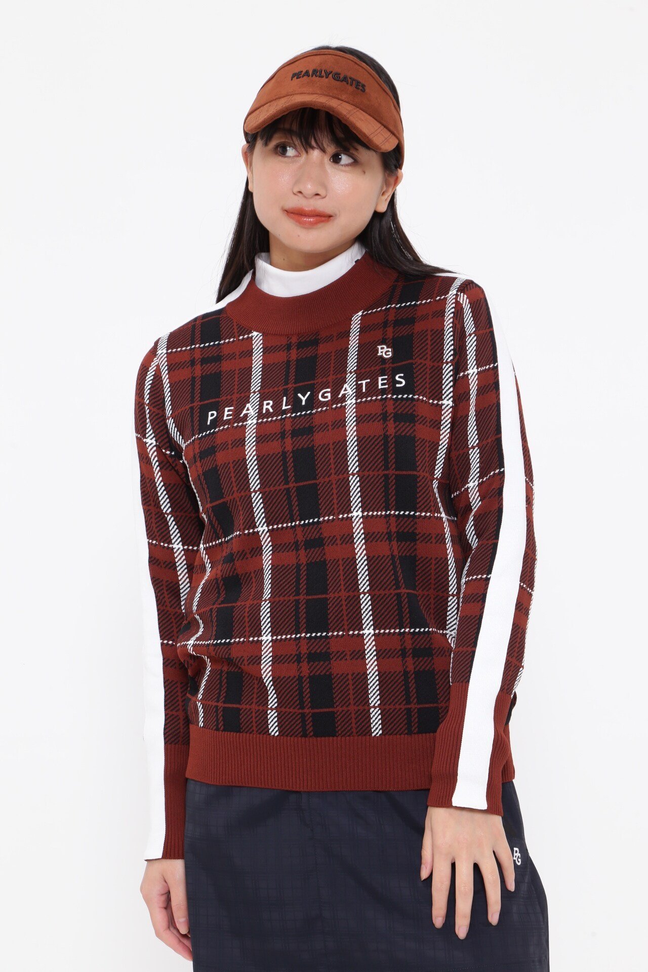 PEARLY GATES｜モックネックニットプルオーバー <CHECKシリーズ