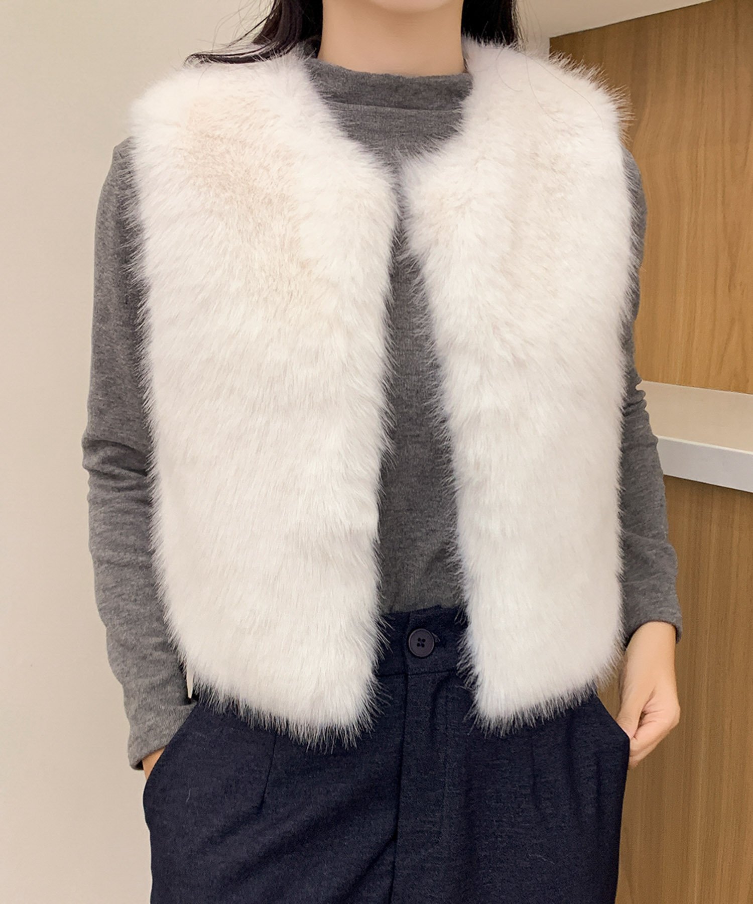 RIVER FIELD & Co.｜ファーベスト ショート丈 ファー ジレ エコファー