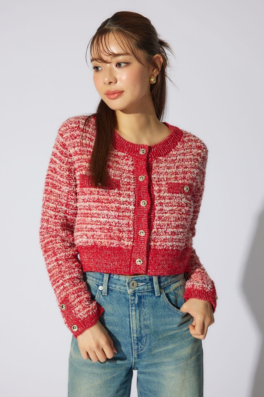 rienda｜【岡崎紗絵さん着用アイテム】ツイードニットカーディガン