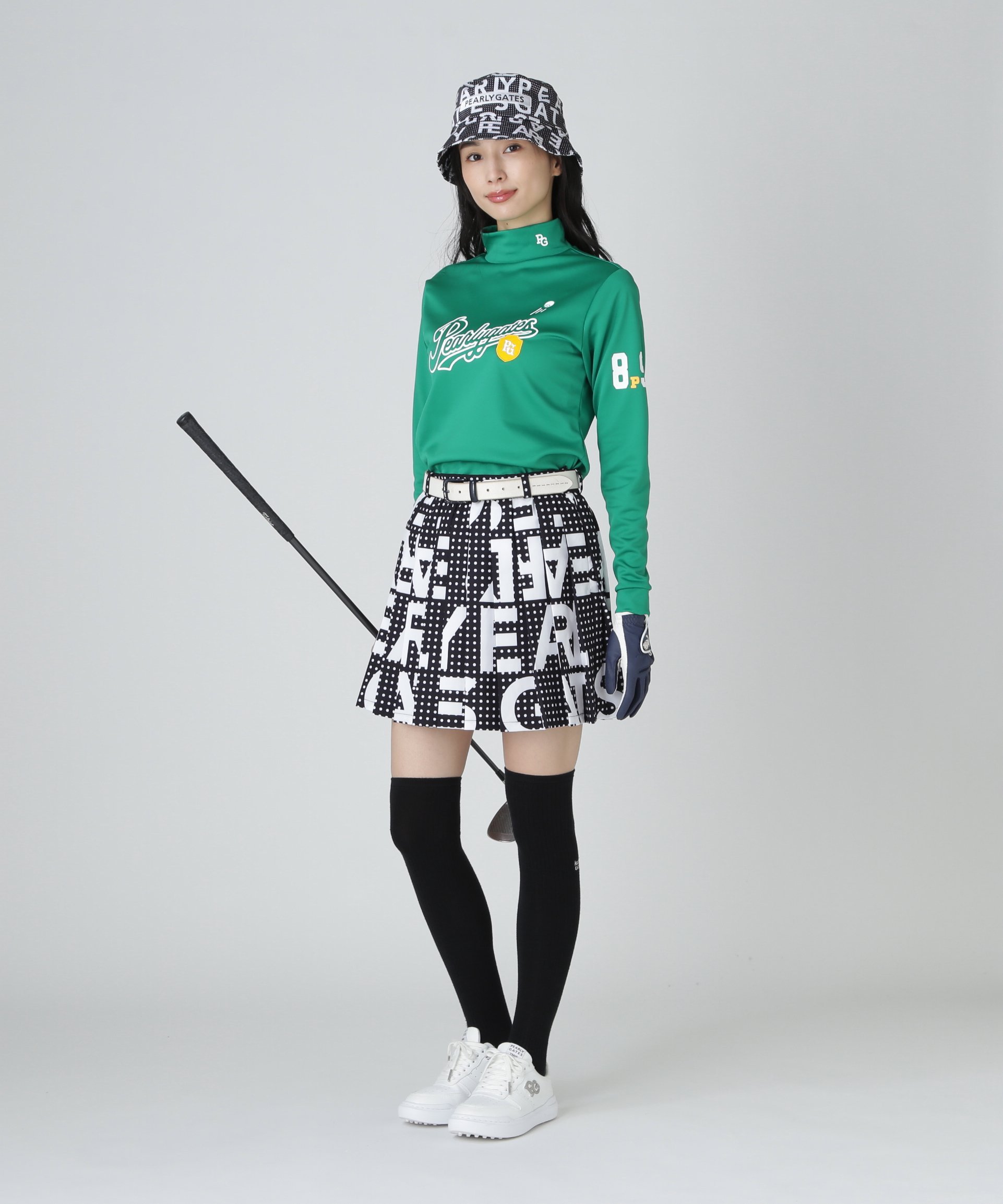 PEARLY GATES｜ドットBIGロゴプリント Peストレッチダブルフェイス