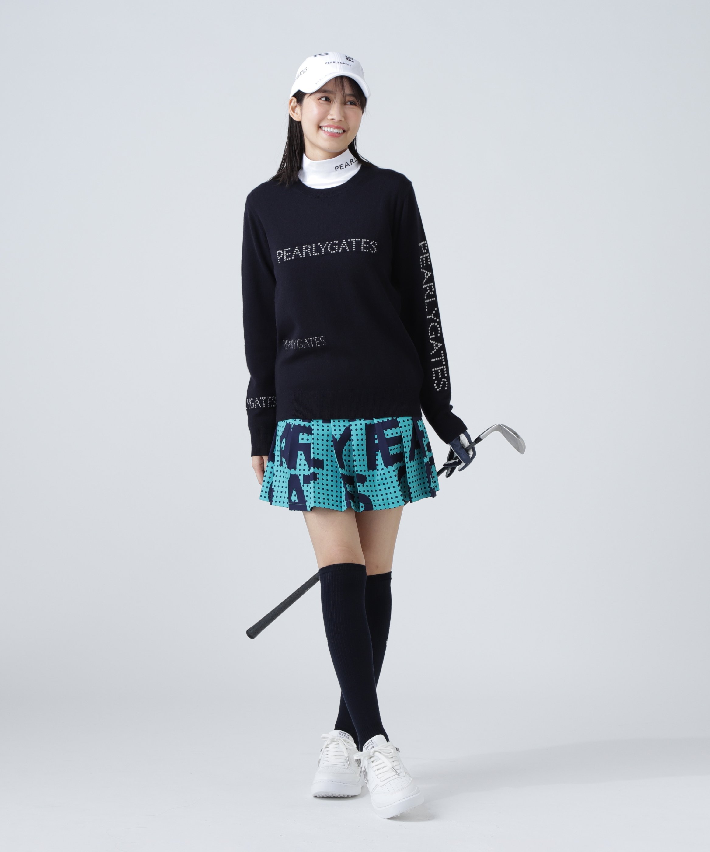 PEARLY GATES｜ドットBIGロゴプリント Peストレッチダブルフェイス