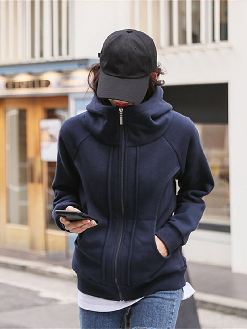 SLENDER｜裏起毛ボリュームネックジップパーカー | Rakuten Fashion