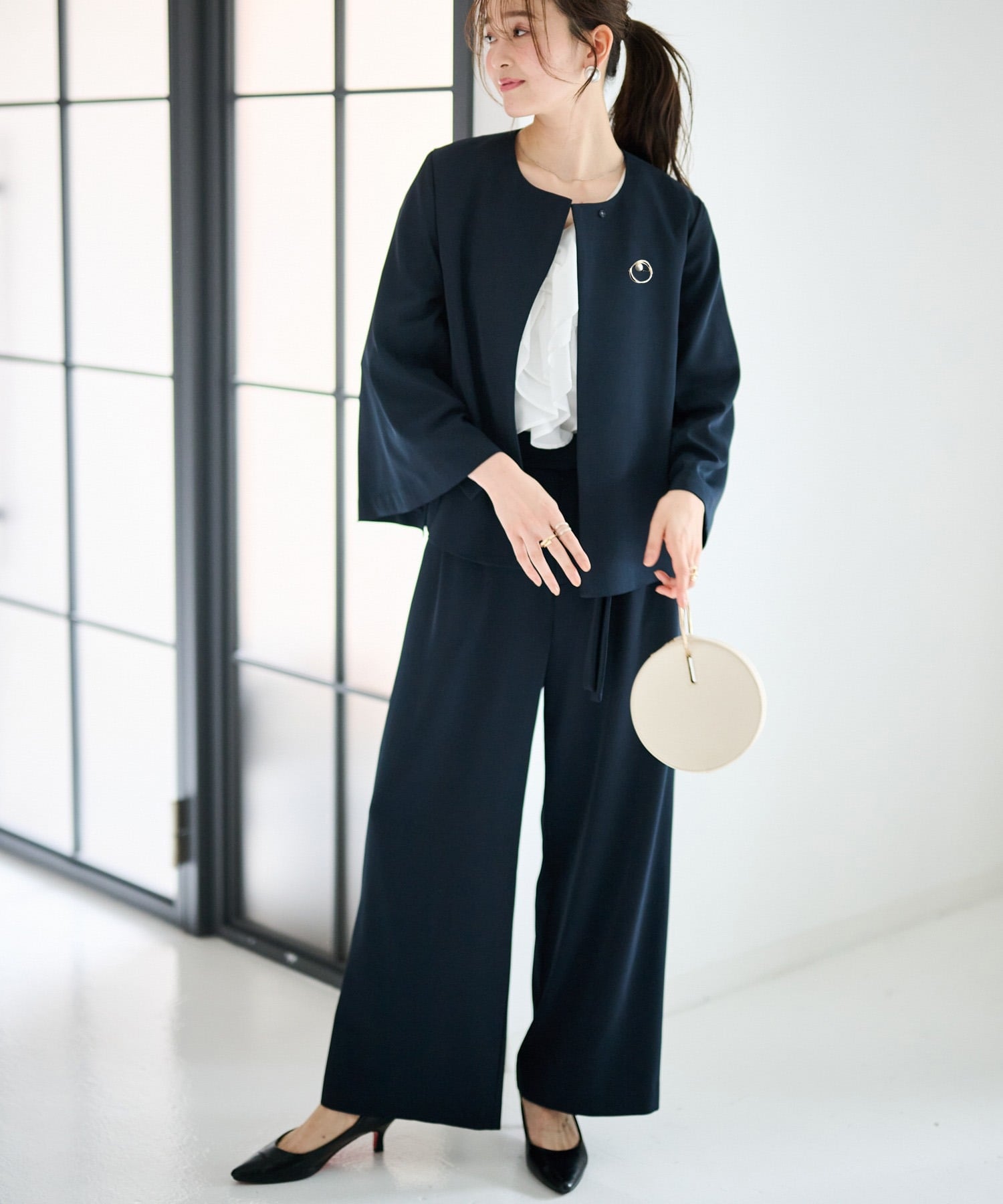 Ranan｜【2点セット】防しわ!洗える!ケープライクジャケット