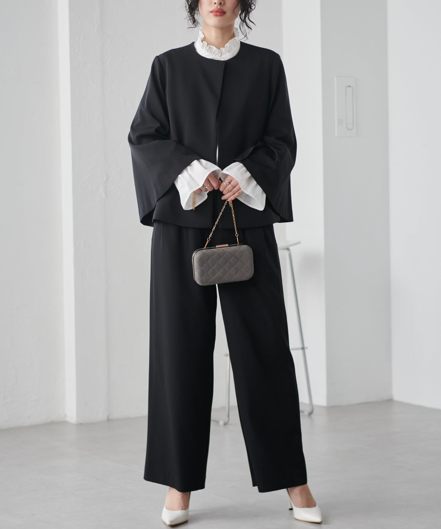 Ranan｜【2点セット】防しわ!洗える!ケープライクジャケット