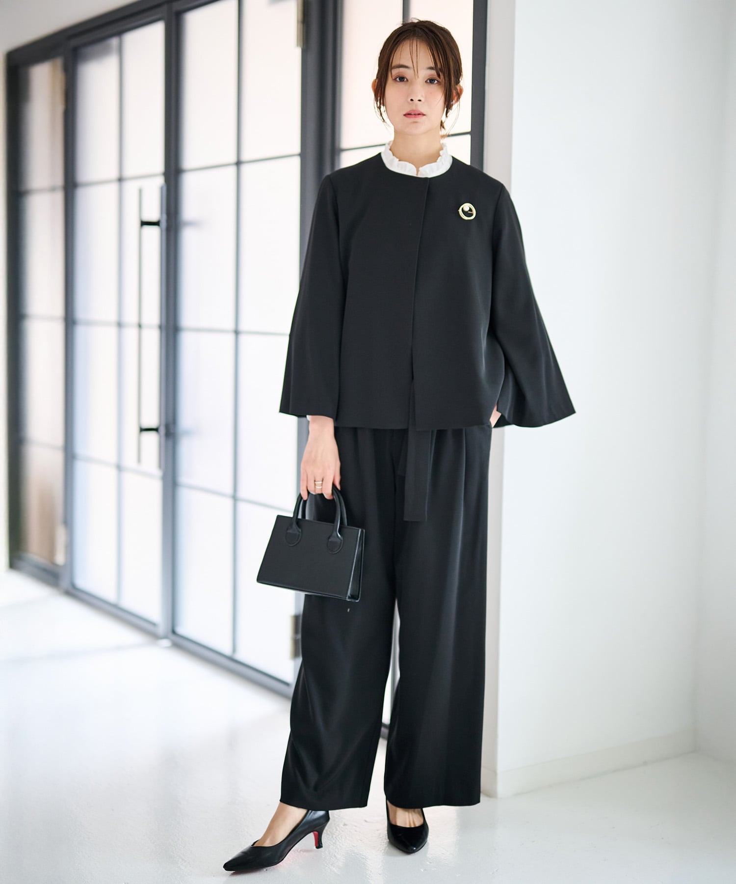 Ranan｜【2点セット】防しわ!洗える!ケープライクジャケット