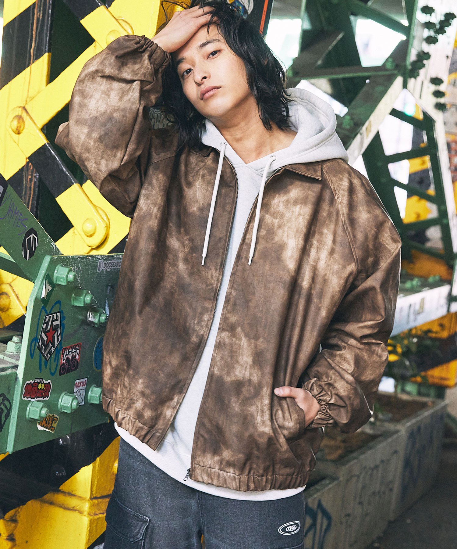 THE CASUAL｜PUレザーラグランスリーブスイングトップジャケット