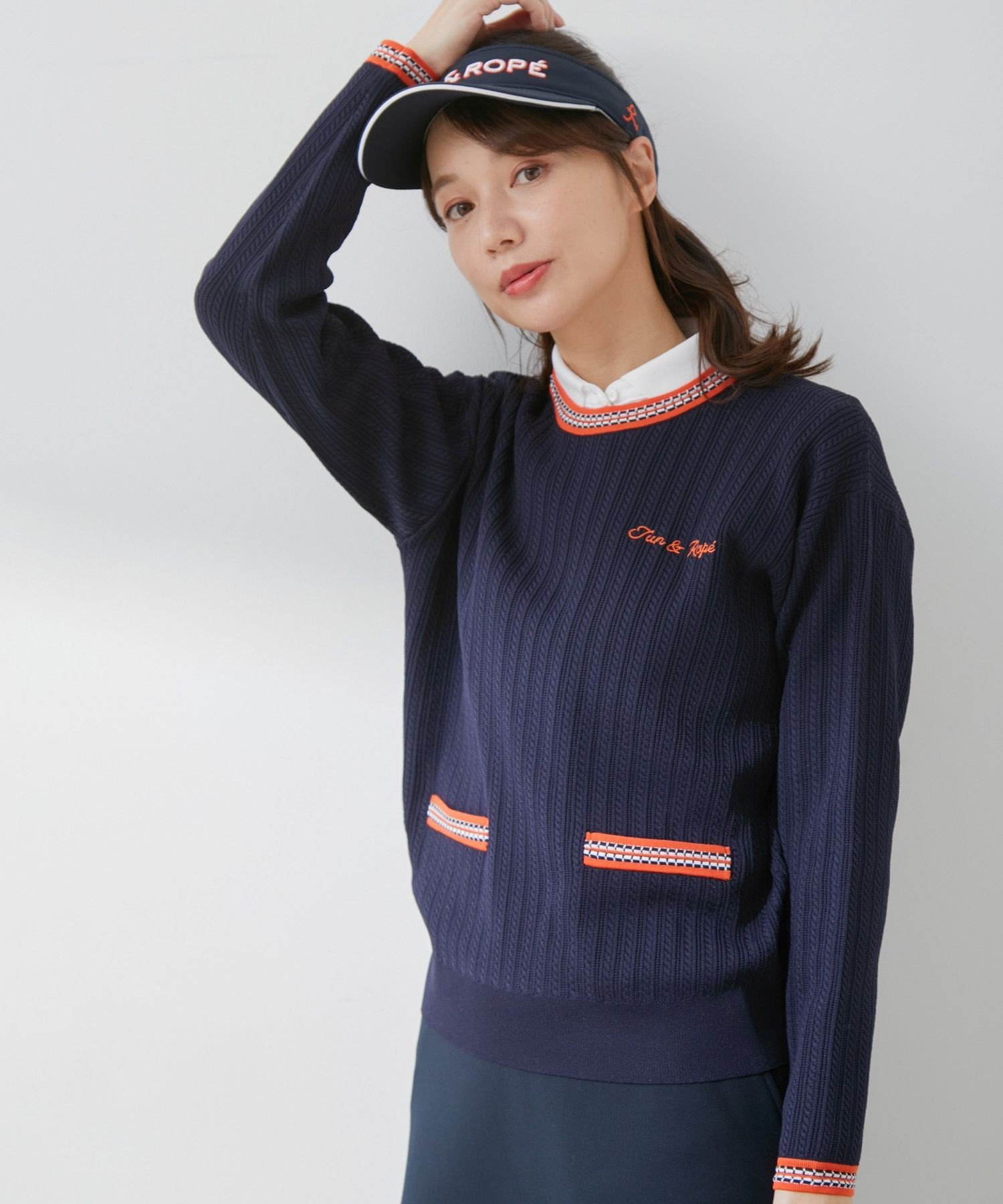 JUN&ROPE'｜ミニケーブル柄プレート使い長袖プルオーバー | Rakuten