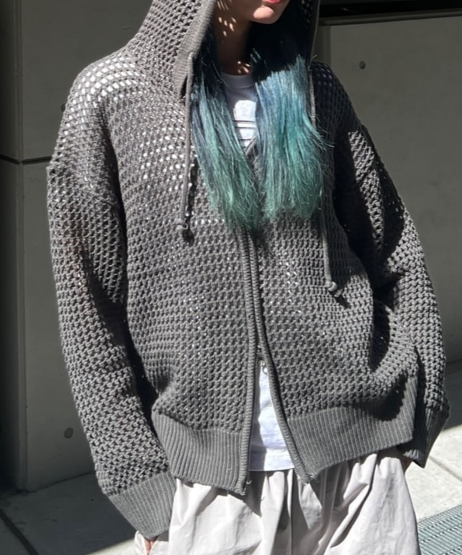 Never mind the XU / Chikashitsu+｜【Chikashitsu +】mesh zip hoodie