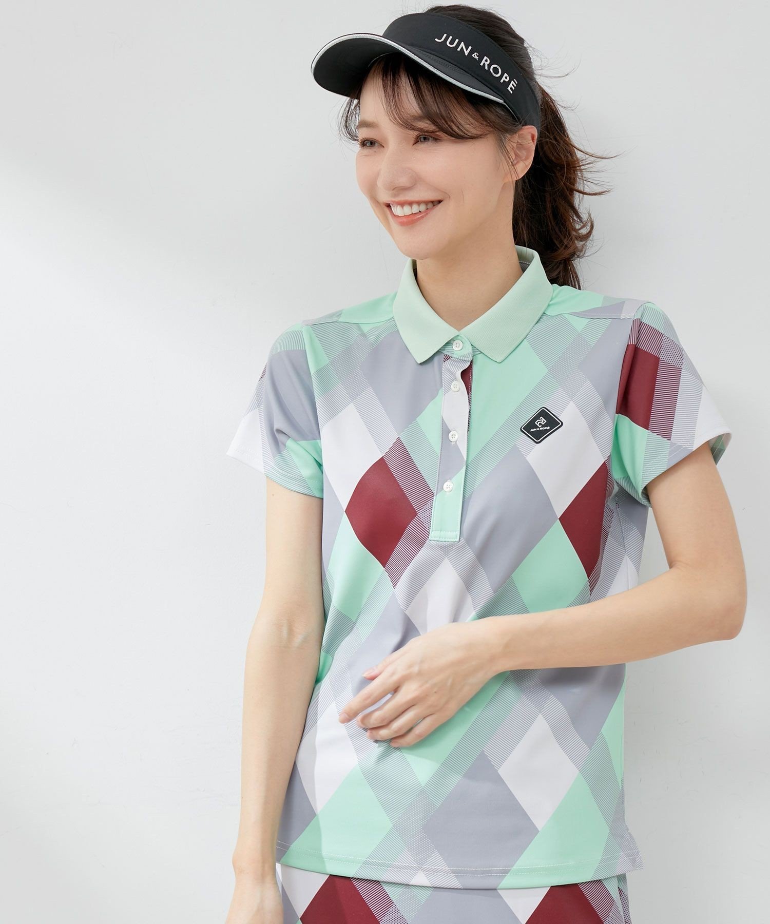 JUN&ROPE'｜【UV】【接触冷感】マルチアーガイル柄ポロ半袖プル