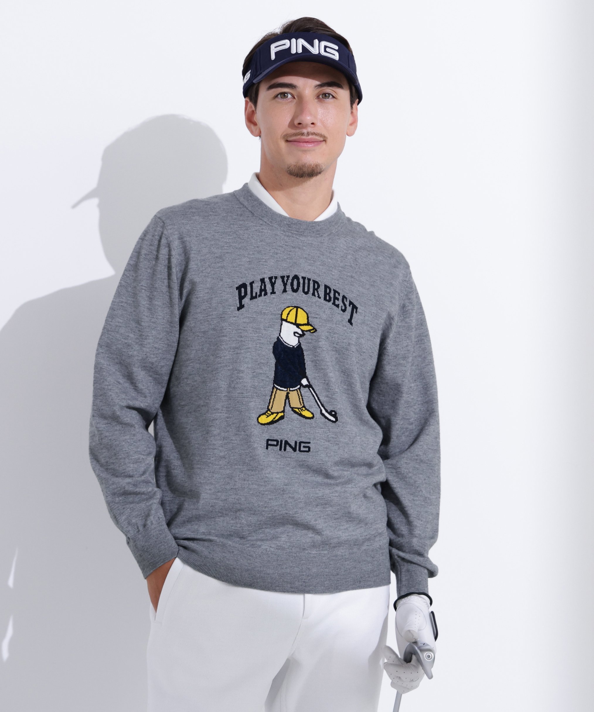 PING APPAREL｜Mr.PINGジャカードクルーネックニットプルオーバー