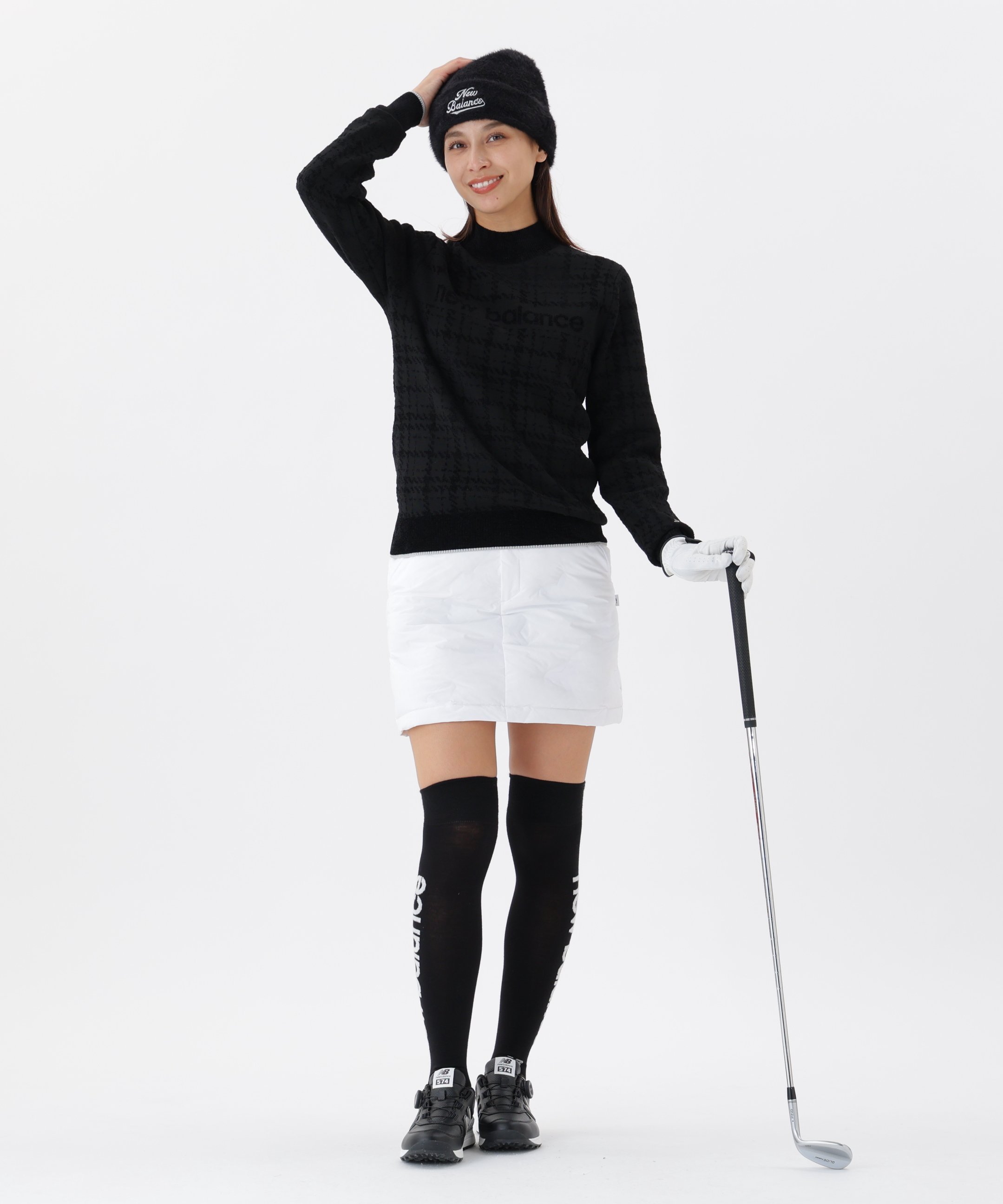 New Balance Golf｜グレンチェック柄 ハイネック ニット プルオーバー