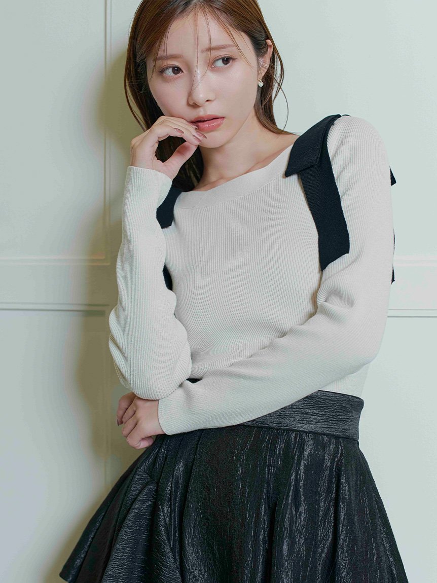 CELFORD｜【ウォッシャブル】ショルダーリボンニットプルオーバー