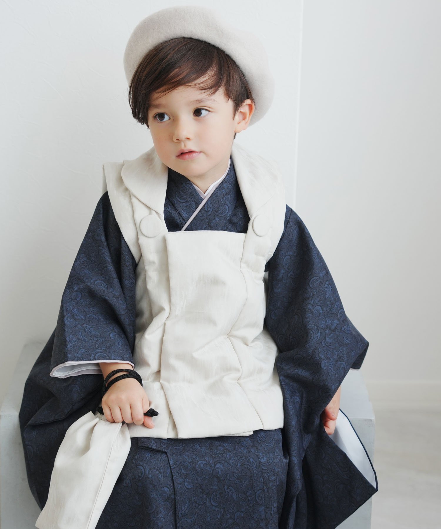 utatane｜ひよこ商店 七五三 着物 3歳 男の子 被布フルセット 象牙色