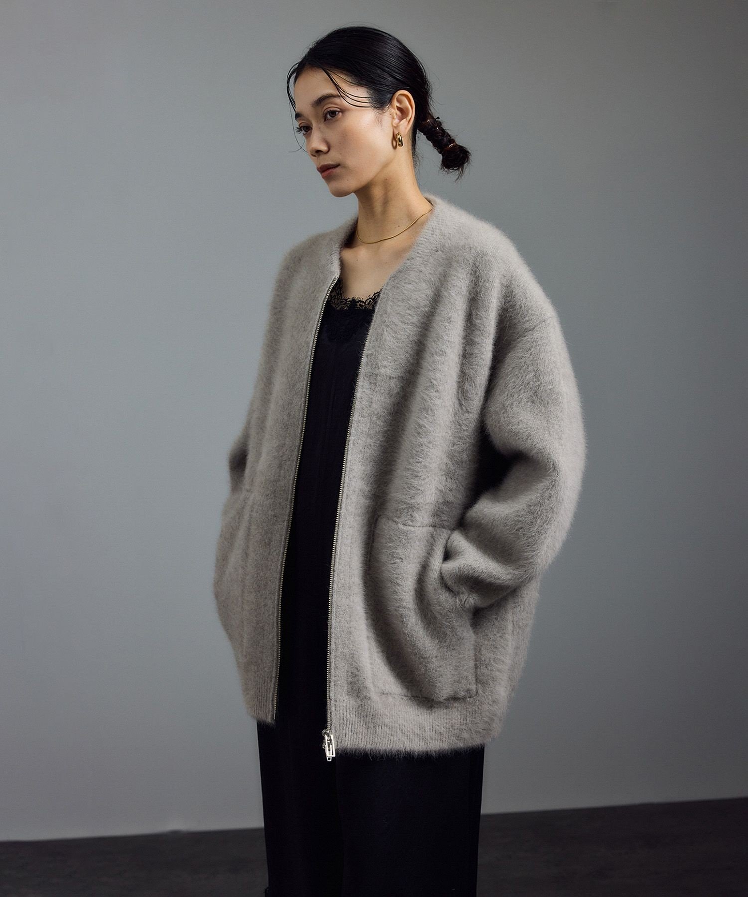 SALON adam et rope'｜フォックスカシミヤ混ジップブルゾン | Rakuten