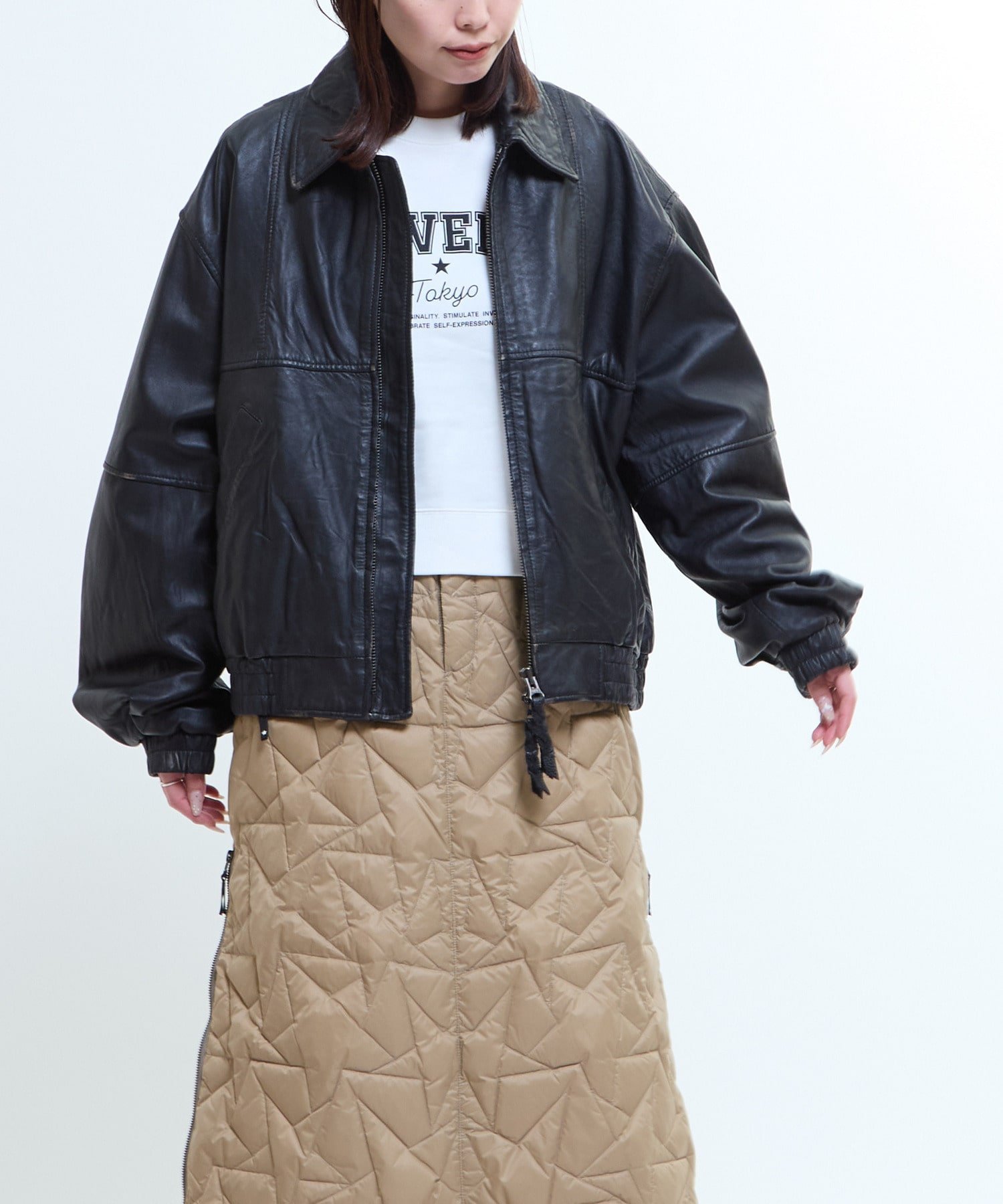 CONVERSE TOKYO｜VINTAGE-LIKE SHEEP LEATHER ZIP BLOUSON | Rakuten