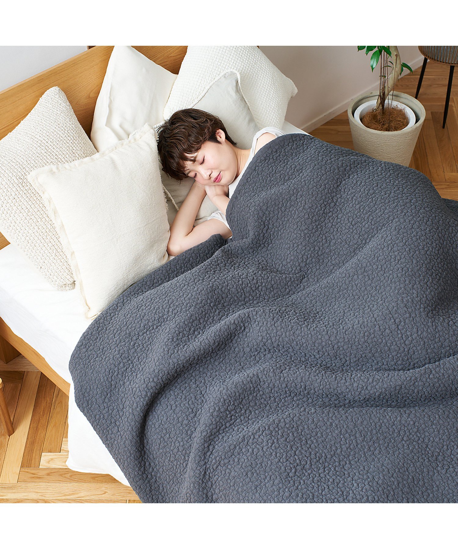 韓国＊【新品】イブル オーガニックコットン120x200cm ライトグレー