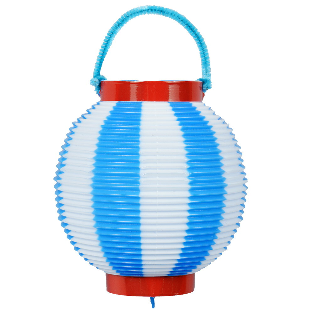 楽天市場】ポリ提灯 ミニちょうちん 豆張分（赤輪）青/白 [ お祭り用品