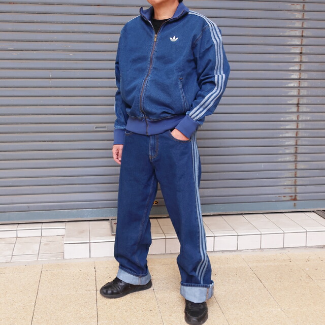 E新品 XLアディダス adidasデニム風 ウーブン セットアップ 上下 黒 adidas（アディダス） ジャージ メンズ 上下 adidas 24/7 デニム風