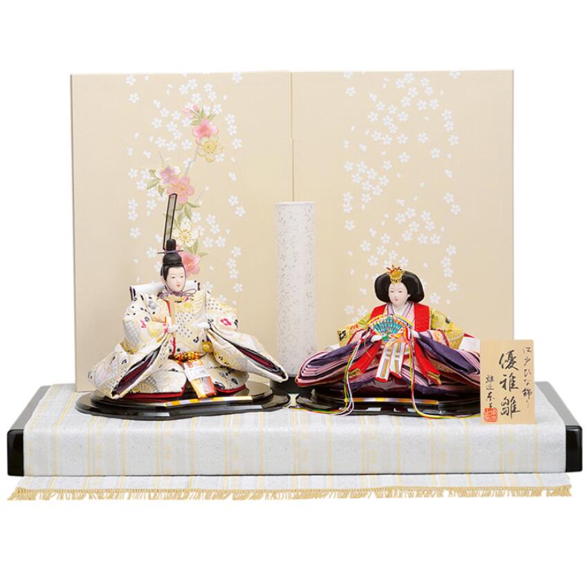 楽天市場】送料無料 東玉 雛人形 優雅衣装着親王 木製平台飾り 【白夢