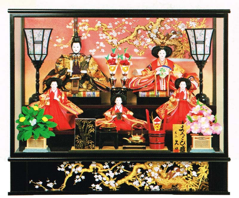 楽天市場】送料無料 久月作 雛人形 衣装着五人揃い ガラスケース入り