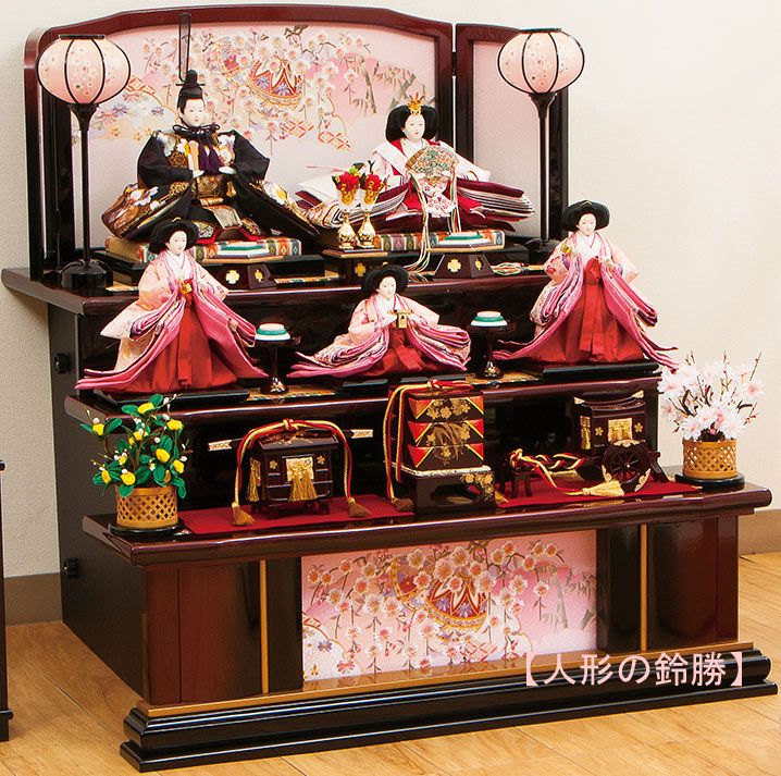 楽天市場】送料無料 平安豊久作 雛人形 衣装着五人揃い 木製三段飾り