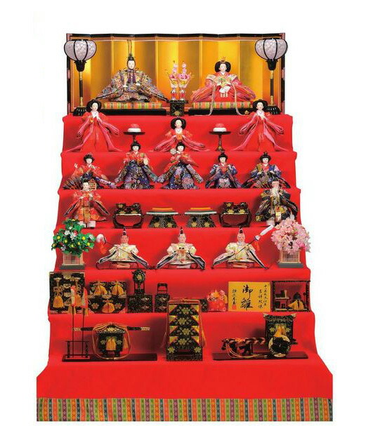 楽天市場】送料無料 東玉 雛人形 衣装着十五人揃い 木製七段飾り 【雛