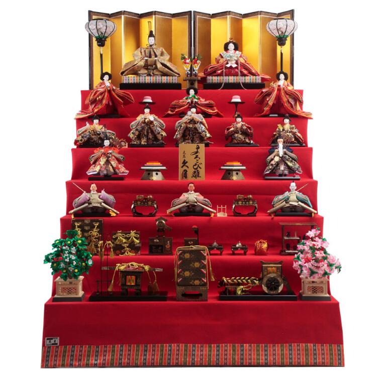 楽天市場】送料無料久月作 雛人形 衣装着十五人揃い 緋毛氈七段飾り