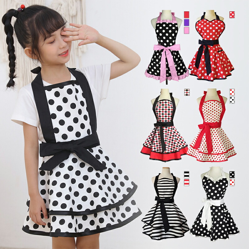 楽天市場】フリルエプロン レディース キッズ 4タイプ 全14種 ドット