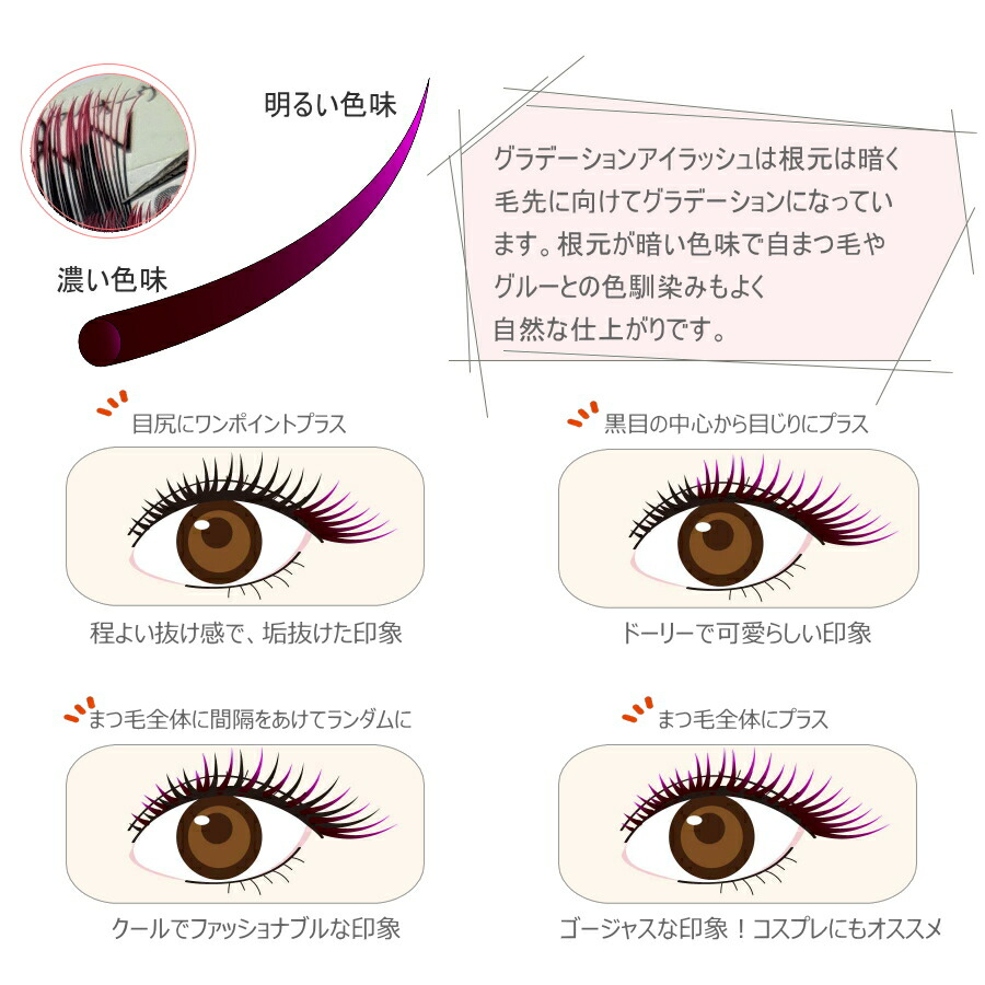 楽天市場】マツエク グラデーションカラーアイラッシュ J Cカール 太さ