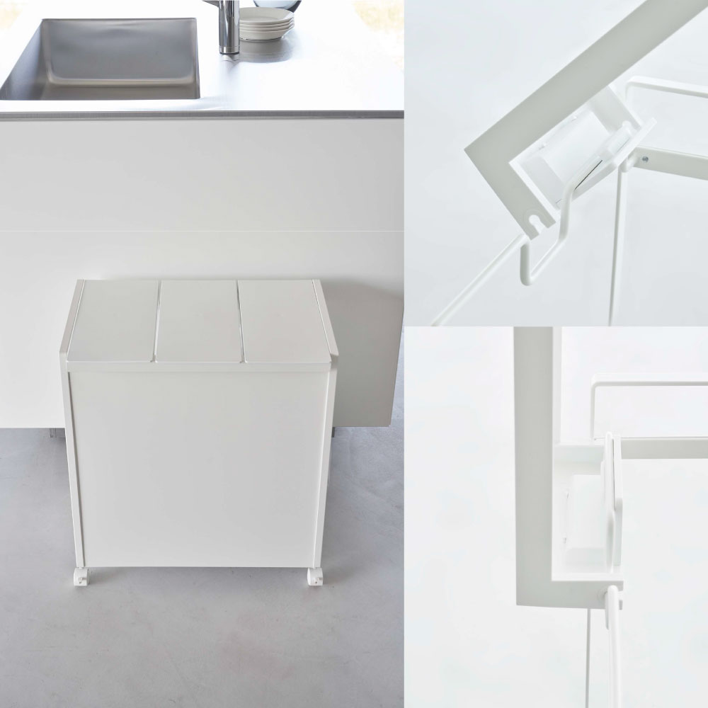 楽天市場】蓋付き目隠し分別ダストワゴン 3分別 5977 ホワイト WH 5978