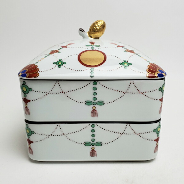 楽天市場】其泉窯 有田焼 錦日輪赤玉瓔珞文 二段重| おしゃれ 重箱