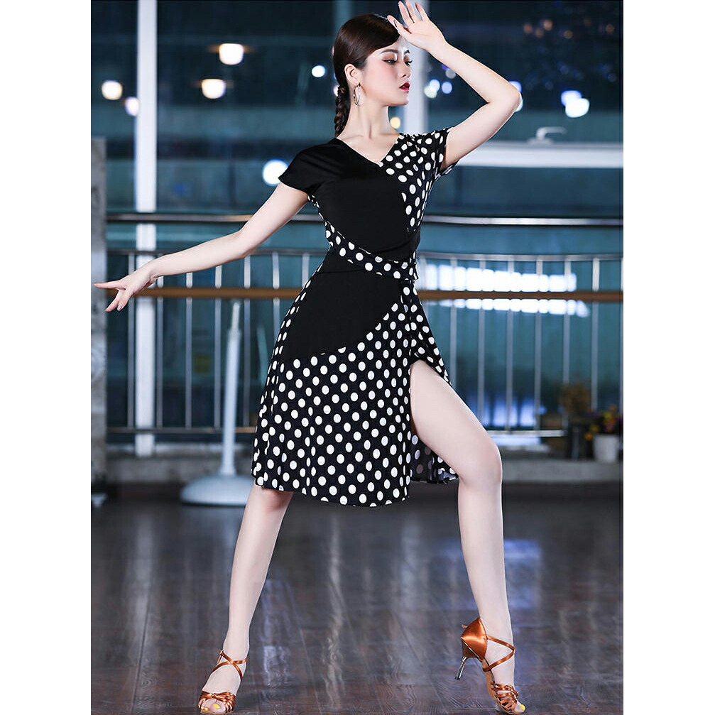 楽天市場】社交ダンス エレガント ワンピース ドット柄 水玉 舞台 演出