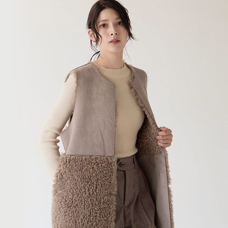 楽天市場】ファーベスト エコファー リバーシブル ベスト レディース