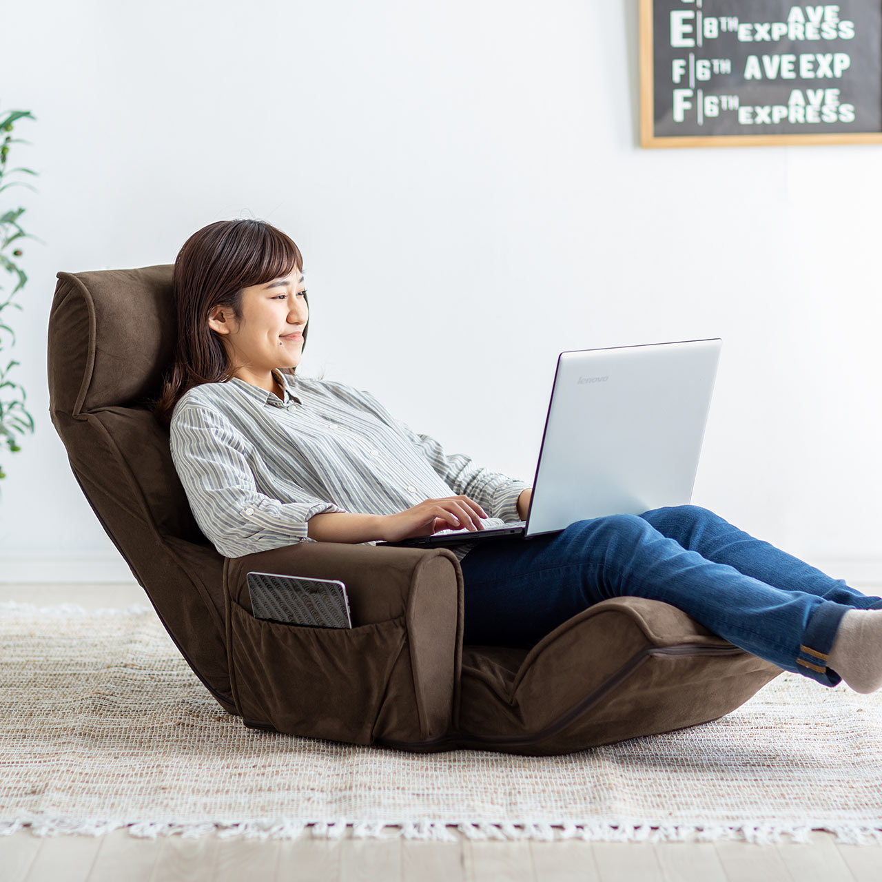 楽天市場】座椅子 おしゃれ ハイバック リクライニング 肘掛け