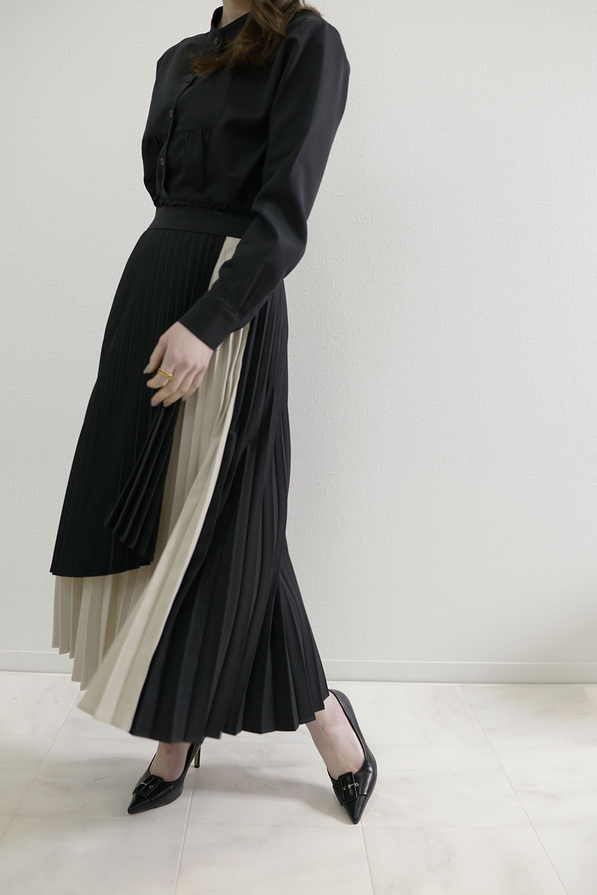 楽天市場】スカート ロング プリーツスカート 配色 きれいめ スカート