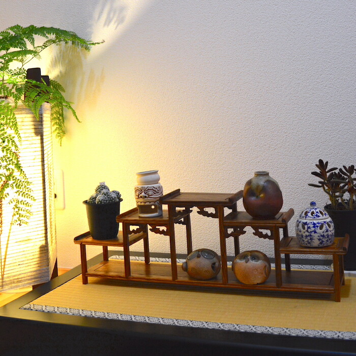 楽天市場】珍品棚 三段 飾り棚 小棚 木製 花梨 香炉台 シェルフ ウッド