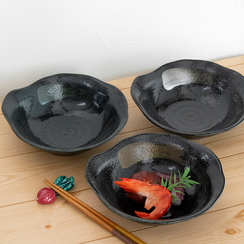 楽天市場】【アウトレット】刷毛目 黒 波渕 5.5 呑水（3色選択） / 浅