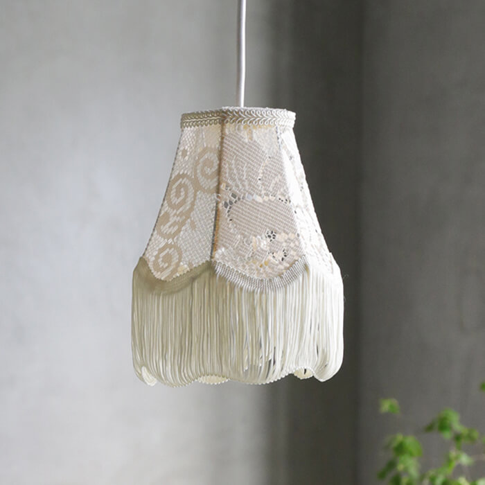 楽天市場】ペンダントランプ レース シェード クリーム S Boboboom