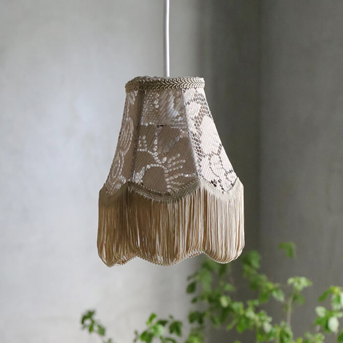 楽天市場】ペンダントランプ レース シェード モカ S Boboboom Paris