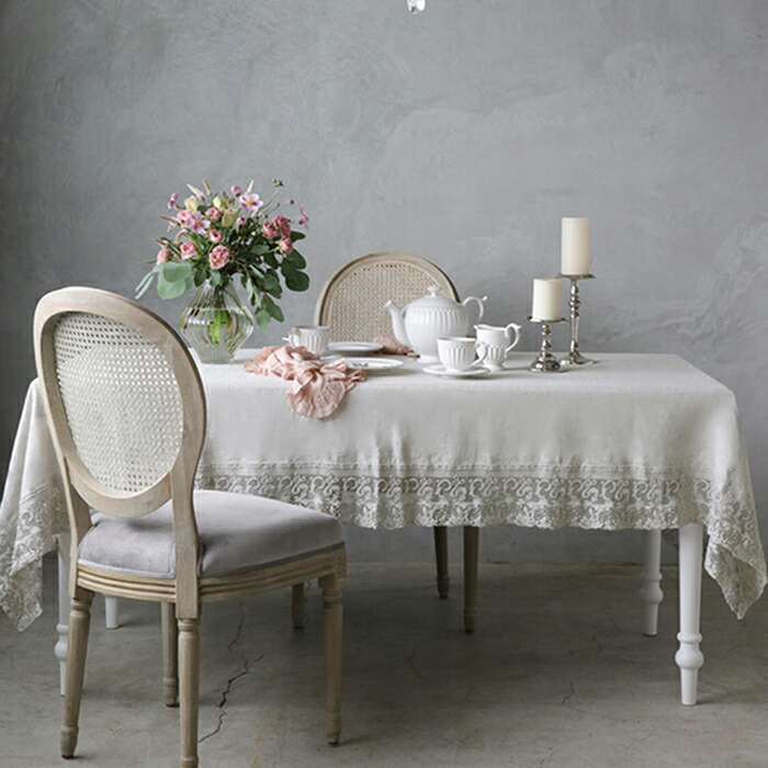 楽天市場】Arte Puraテーブルクロスチュールレースレクトライトグレー