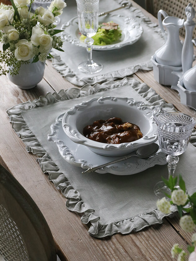 楽天市場】Borgo delle tovaglie プレースマット ライトグレー 50x35cm