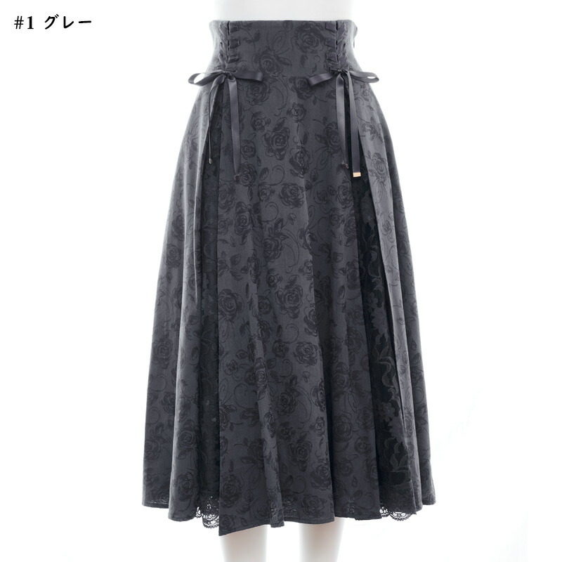楽天市場】レース切替バラ柄ジャガードミディスカート9/27 12:00 再