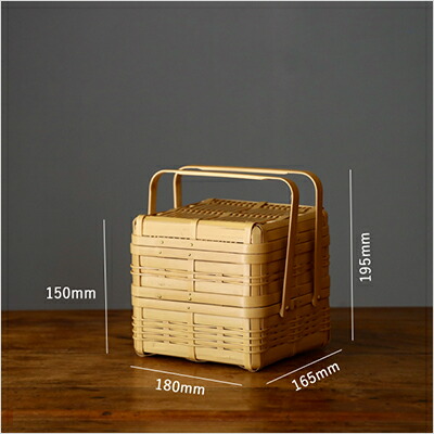 楽天市場】白竹の弁当かご 【 2段 正方形 】 竹かご 日本製 弁当箱 竹
