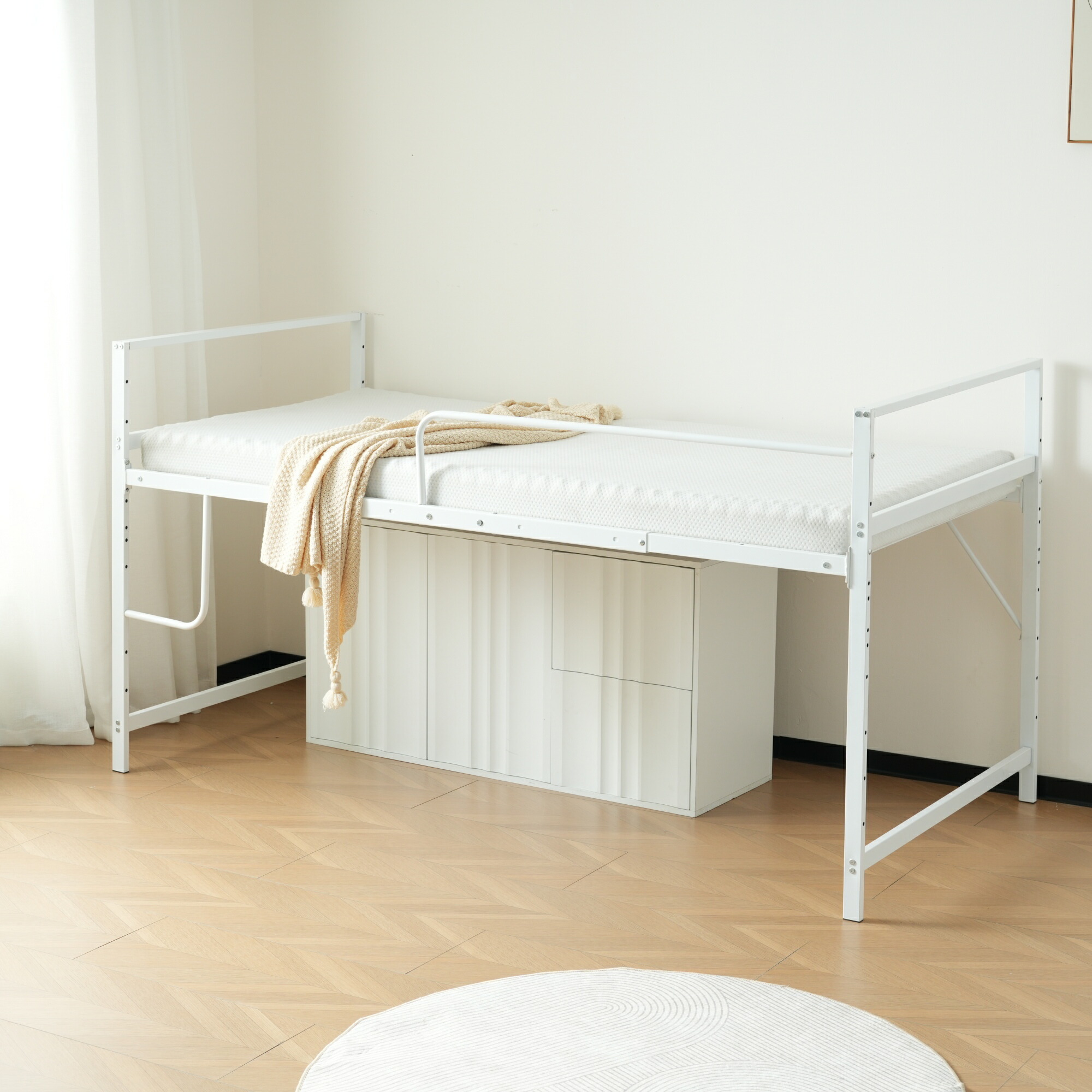 楽天市場】【高さ110cm】ロフトベッド パイプベッド シングル システム