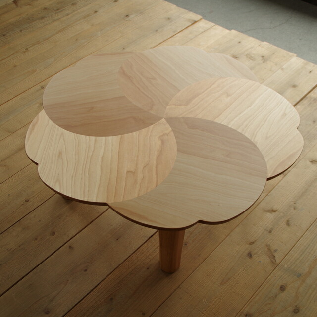 楽天市場】N-ririsこたつ 花形 折れ脚 テーブル 90×90樺桜突板