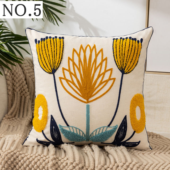 楽天市場】クッションカバー45×45cm 北欧 花柄 刺繍 おしゃれ 植物