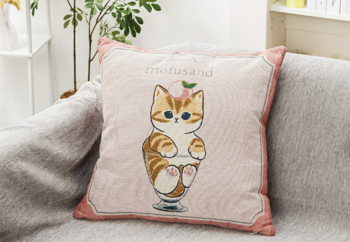 楽天市場】mofusand ゴブラン織りクッション モフサンド 黒猫 パフェ