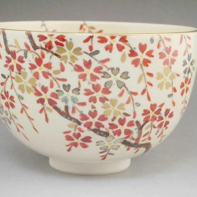 楽天市場】京焼 清水焼 仁清しだれ桜抹茶茶碗 宝泉 : 京焼清水焼専門店