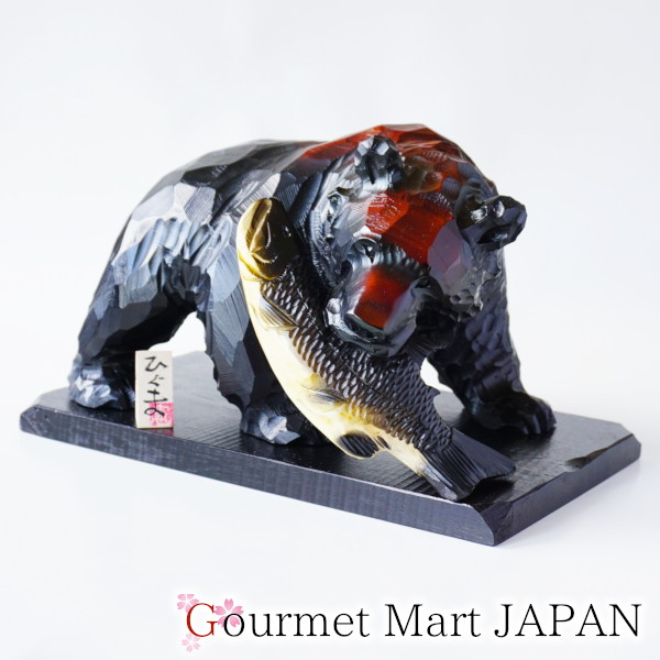 楽天市場】木彫りの熊「鮭咥え」10号 佐藤憲治作 彫刻 置き物 オブジェ